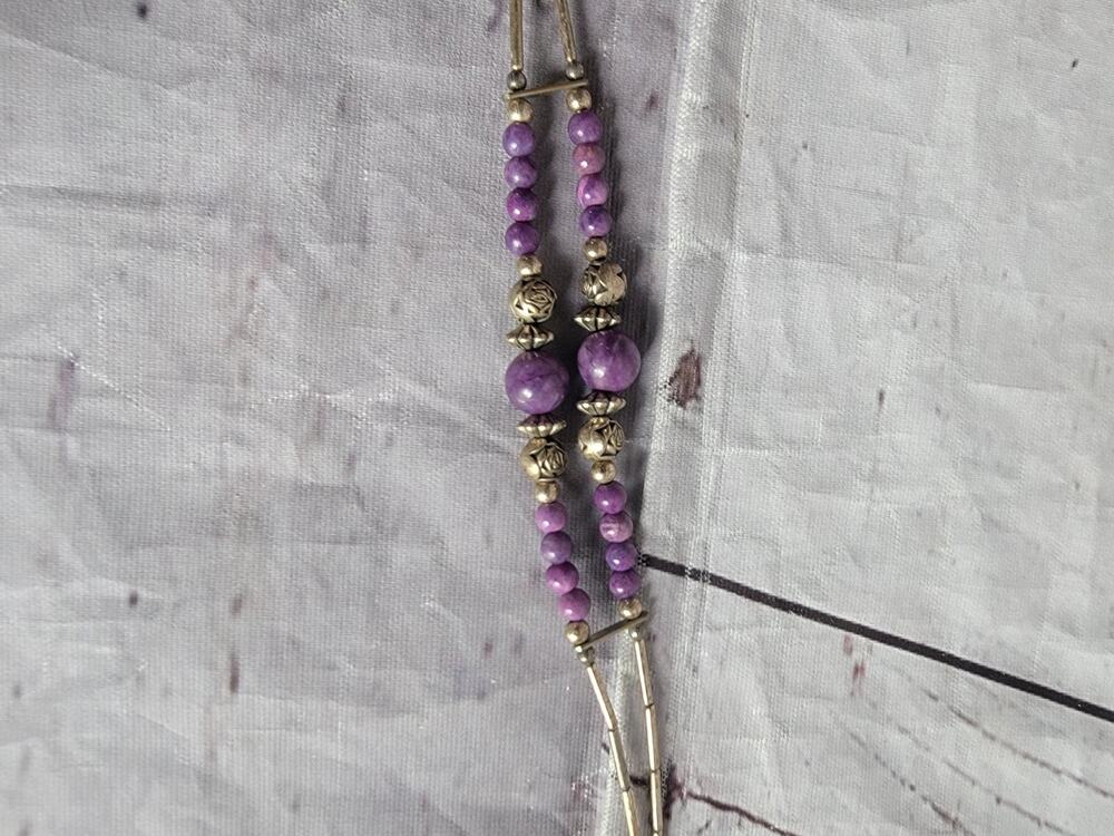 silver Tone amethyst beaded bracelet With Lobster Clasp